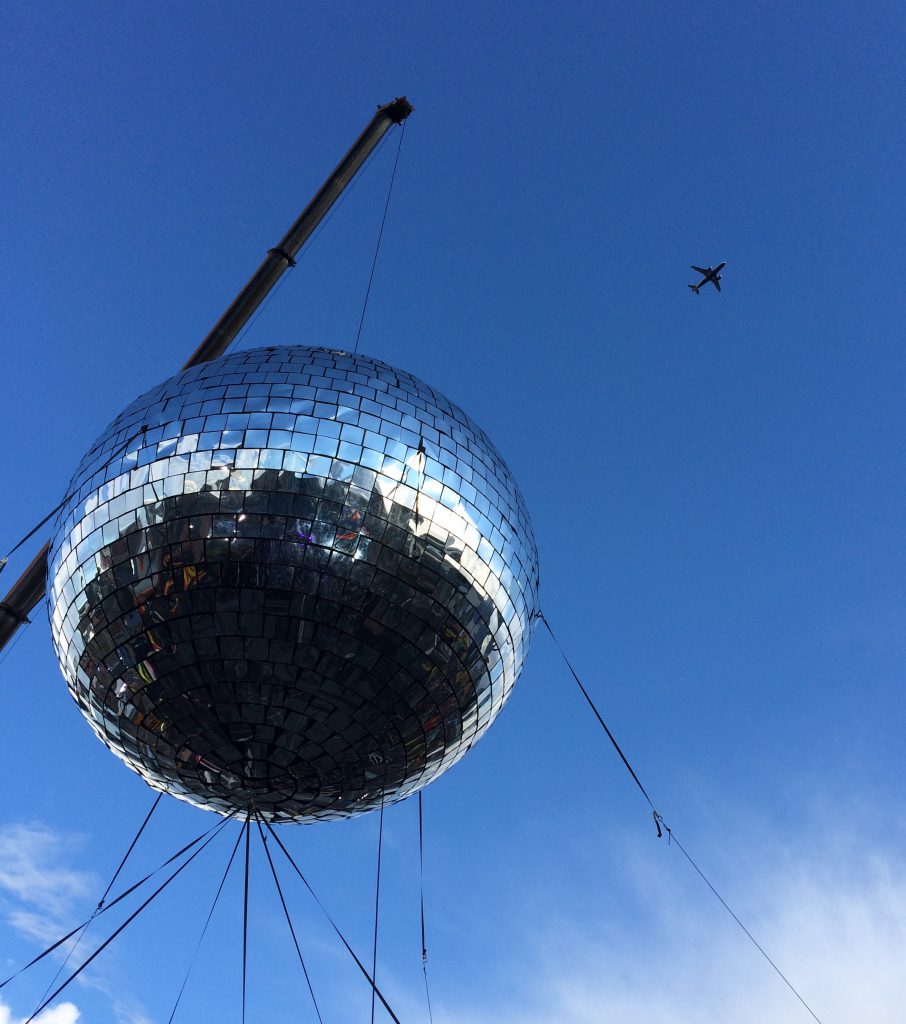 Disco ball and plane