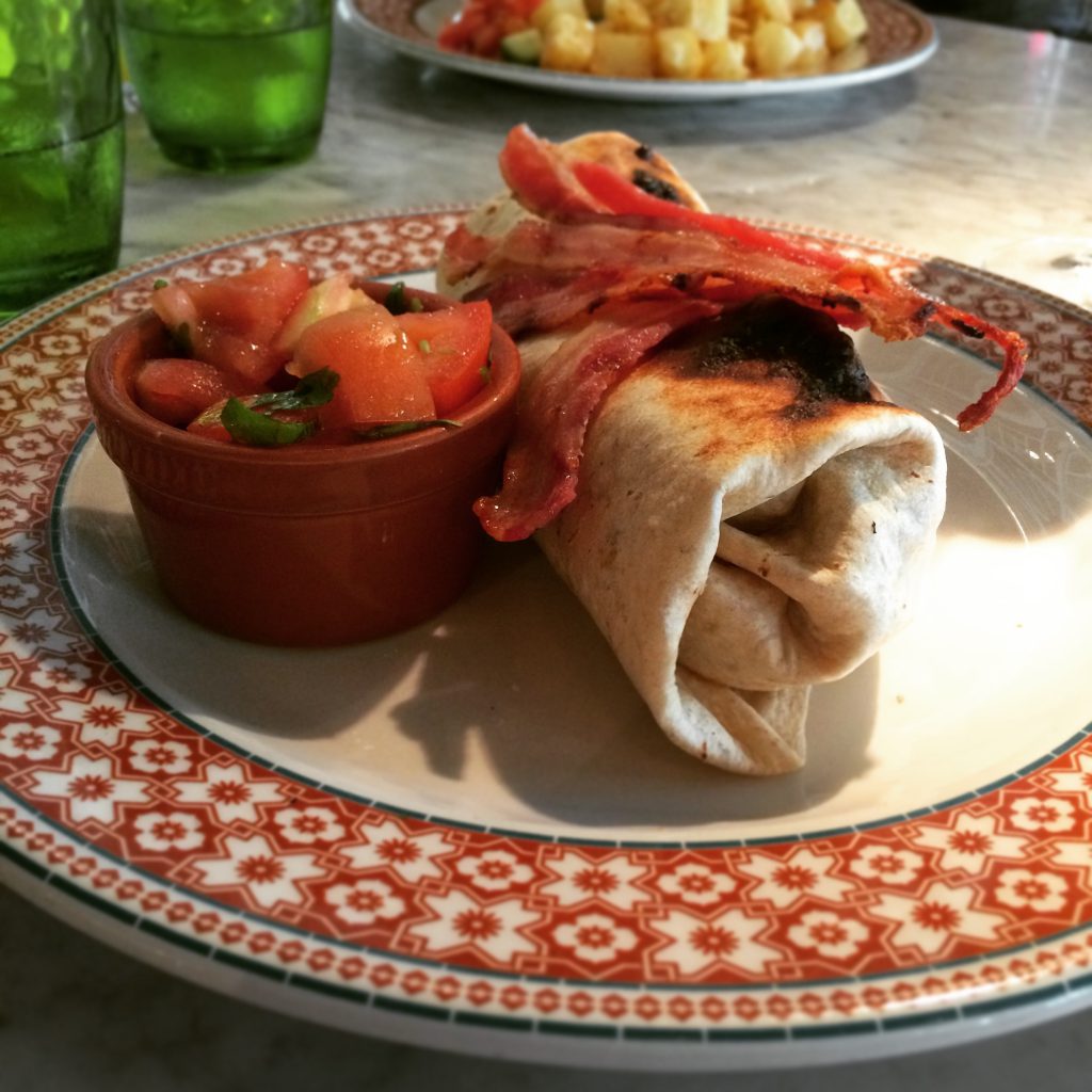 Breakfast burrito on a plate